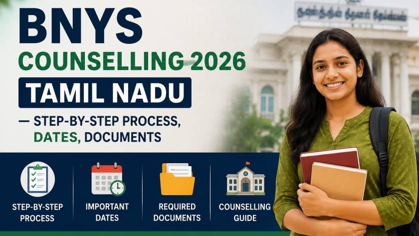 BNYS Counselling 2026 Tamil Nadu — Step-by-Step Process, Dates, Documents